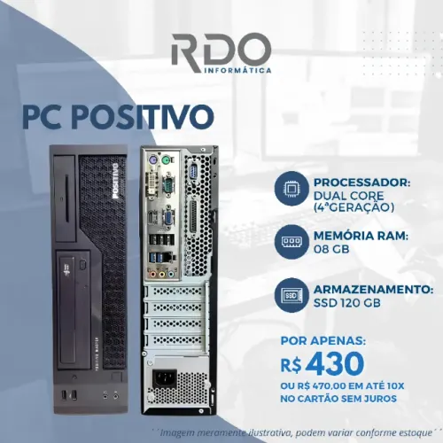 PC Positivo Dual Core 8GB RAM SSD 120GB. - Computador potente e barato!