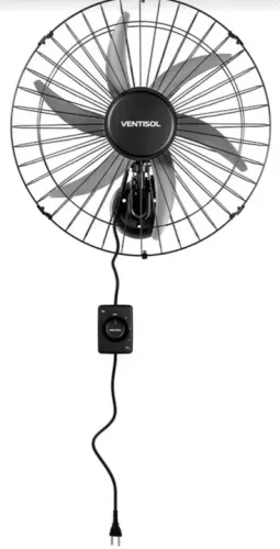 Ventilador Oscilante De Parede Ventisol Steel 6 Pás 50cm Preto Bivolt