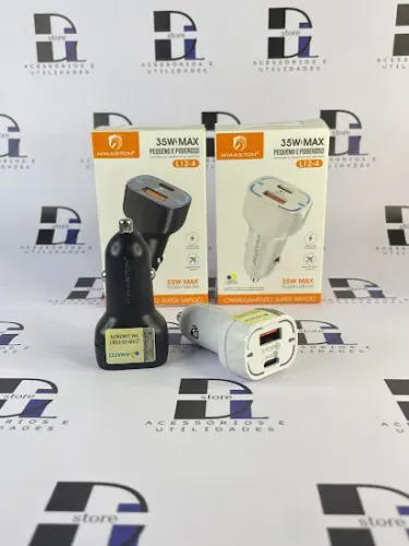 Carregador veicular com entrada TIPO C e USB 35W