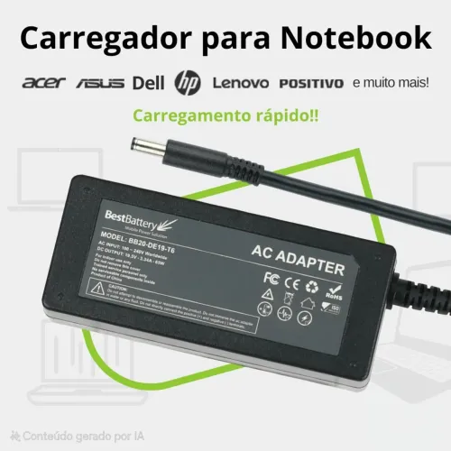 Carregador para Notebook dell Samsung acer lenovo hp positivo cce