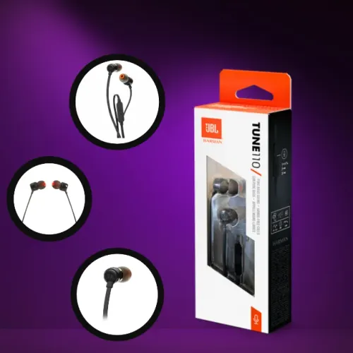 Fone de Ouvido com Fio JBL Tune 110 - Preto Original