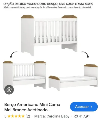 BERÇO MINI CAMA 3 EM 1