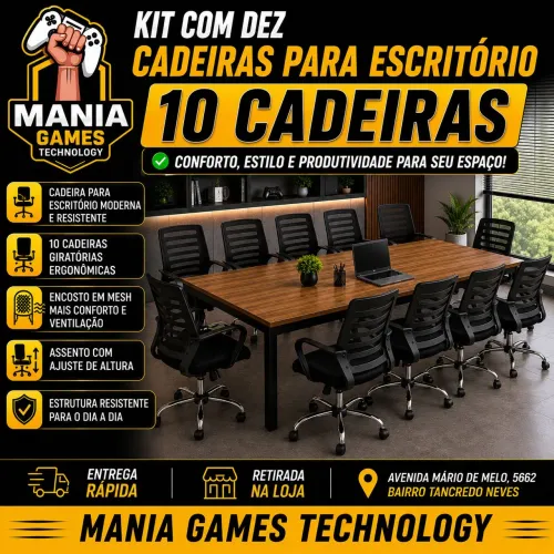 Kit com 10 cadeiras para escritório