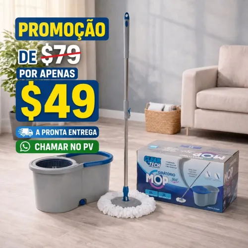Mop Giratório 360° 13 Litros com Balde e Centrífuga - Novo | Pronta Entrega
