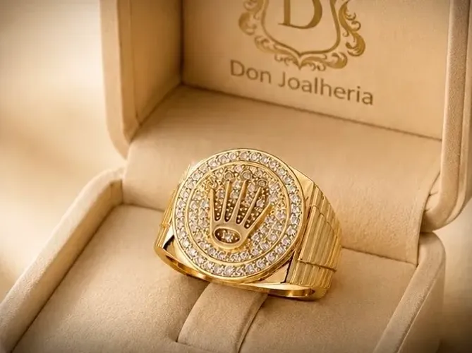 Anel Coroa Diamond em Ouro 18k 750