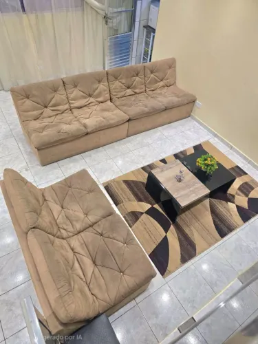 Conjunto Sofá Modular Suede (3 Módulos de 1,40m) - Design Sem Braços