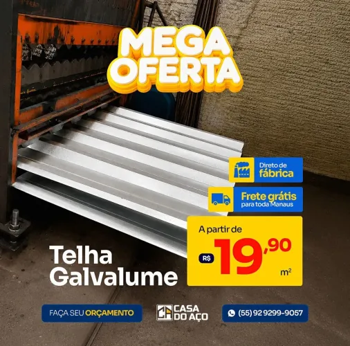 Telhas Galvalume e Galvanizadas | Melhor Preço