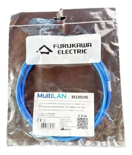 vende-se 13 patch cord cat 6 azul multilan furukawa de 1,5m