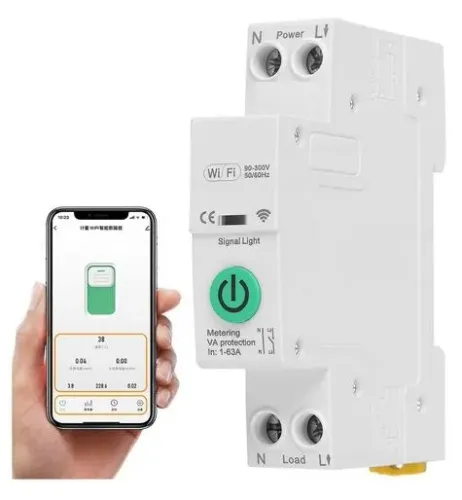 Disjuntor Inteligente Mono/Bipolar, Liga-Desliga pela Internet, Wi-Fi, 63A, trilho dimm