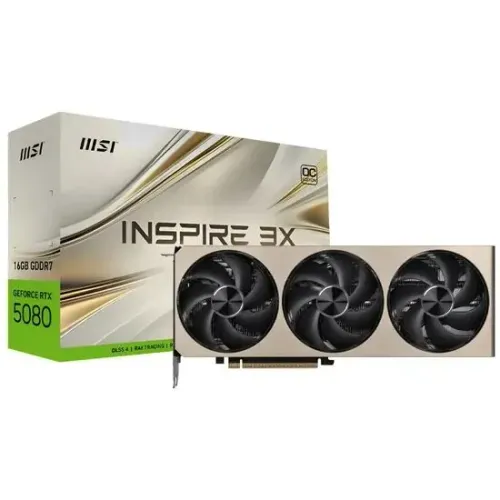 Placa de Vídeo MSI GeForce RTX5080 Inspire 3X OC 16GB GDDR7 PCI-Express
