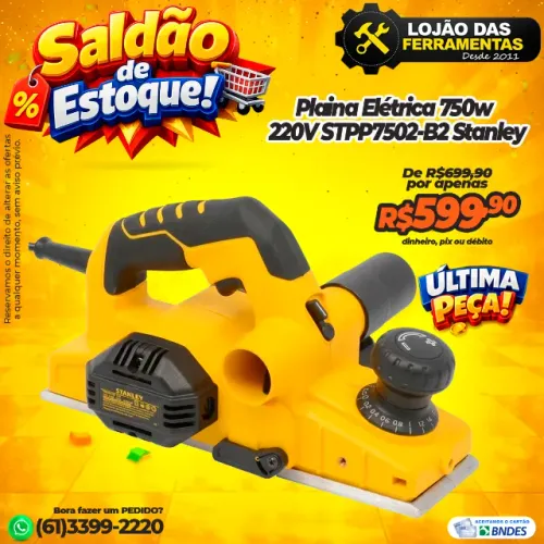 Plaina Elétrica 750w 220V STPP7502-B2 Stanley