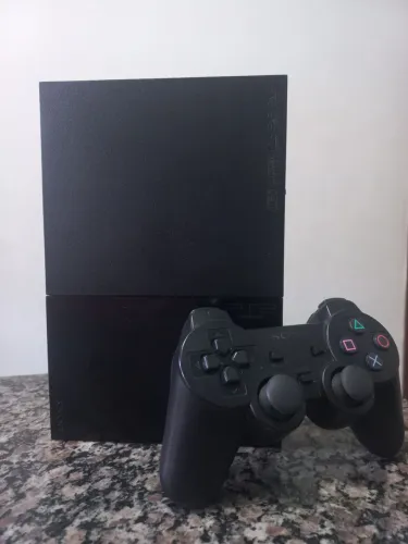 PlayStation 2 Slim com 2 Controles e Leitor funcionando