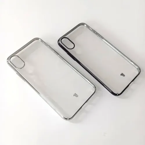 Capa para iPhone X / XS Transparente com Prata ou Preta Super Slim 