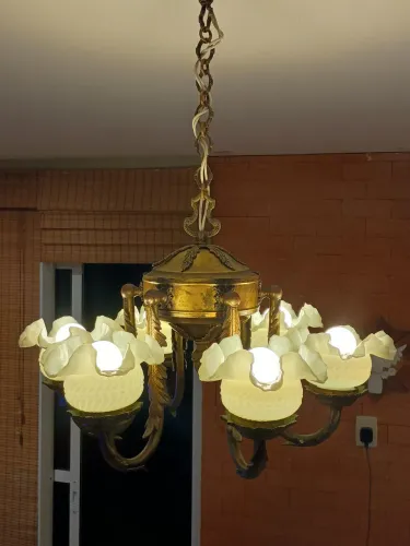 ANTIGO LUSTRE BRONZE MACIÇO SEC XIX