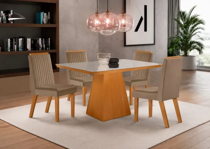 Mesa de jantar 4 cadeiras, nova na caixa para vender