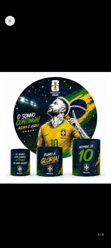 Kit Capa painel + trio capa cilindro tema Neymar na copa 
