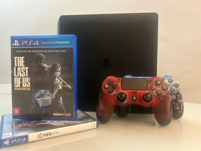Ps4 Slim 1T + 2 controles Originais + Muitos Jogos