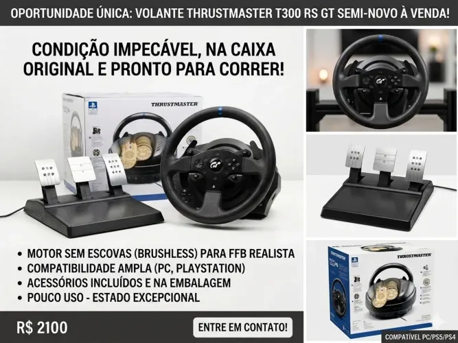 THRUSTMASTER T300 rs gt seminovo com pedal completo