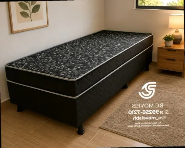 Cama box solteiro 88x1.88 com Colchão D33 Acoplado Direto da Fábrica