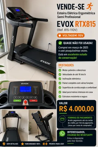 Esteira Ergométrica Semi Profi RTX815 EVOX 