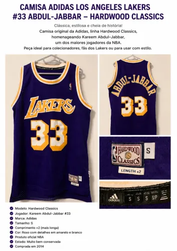 Camisa Adidas Lakers #33 Kareem Abdul-Jabbar | Hardwood Classics | Original