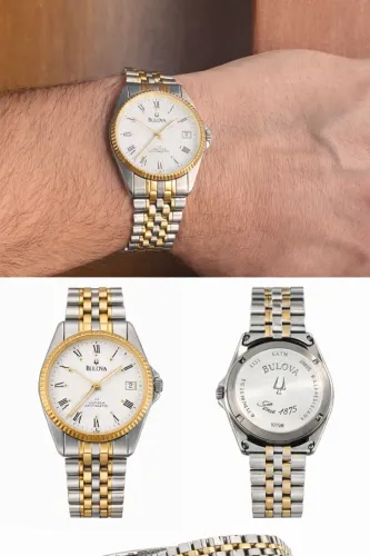 relógio bulova automático original 21 jewels bicolor raro 