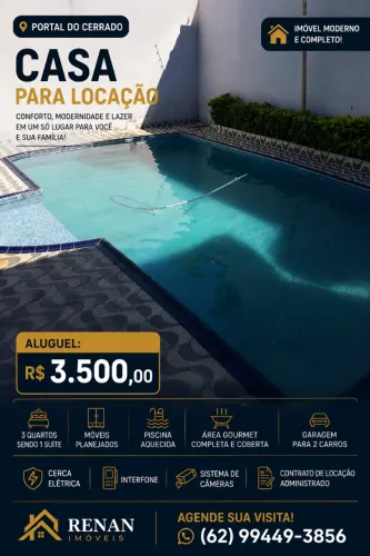 ? CASA PARA LOCAÇÃO | PORTAL DO CERRADO - ANÁPOLIS/GO ? Aluguel: R$ 3.200,00/mês