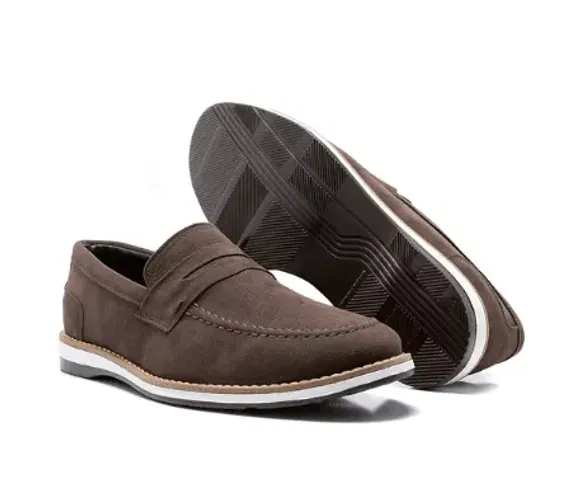 Sapato Mocassim Masculino Camurça Marrom - Tam 41 (Forma Grande, Serve 42)
