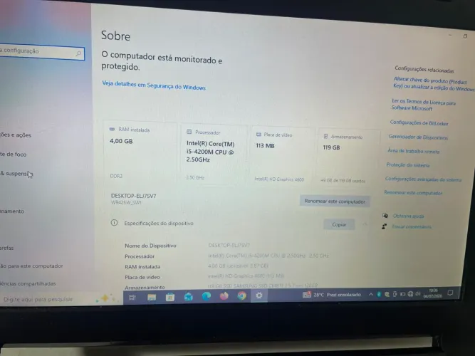 Notebook i5 com a bateria boa e SSD 590,00