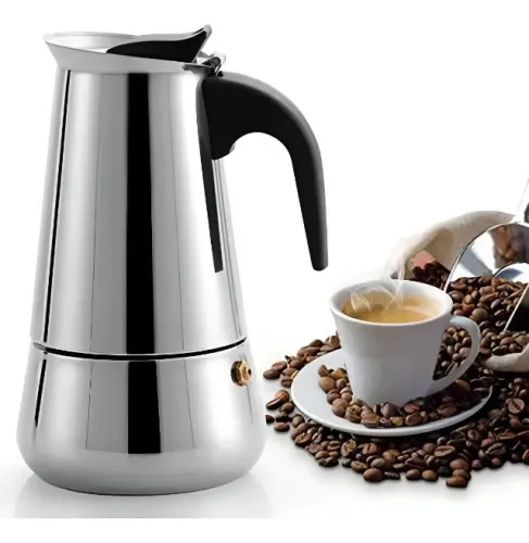 Cafeteira italiana 200ml em inox serve 4 xicaras café.