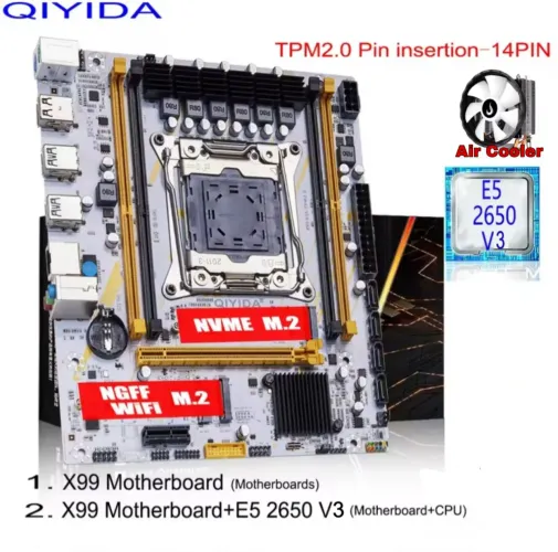 kit upgrade xeon: aircooler (usado) + placa mãe quiyda x99 + processador e5 2650 v3