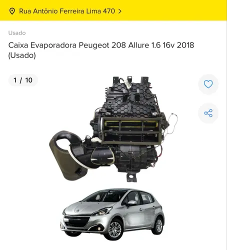 CAIXA DE VENTILAÇÃO PEUGEOT 208 2018 2019 