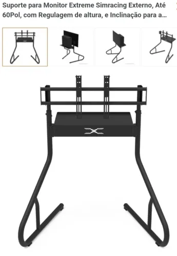 SUPORTE EXTREME PARA TELA / TV COM BADEIJA PC E CONSOLE - SIMRACER / GAMER<br>R$ 1.355,90