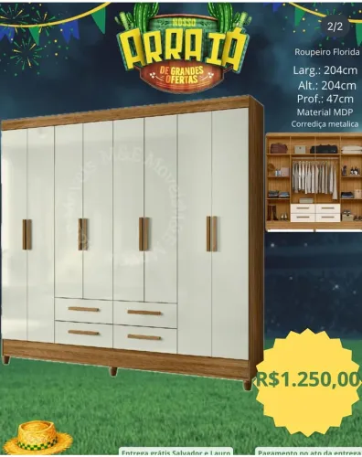 Guarda roupa de casal com entrega gratuita