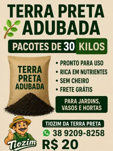 Terra preta para jandins e vasos 