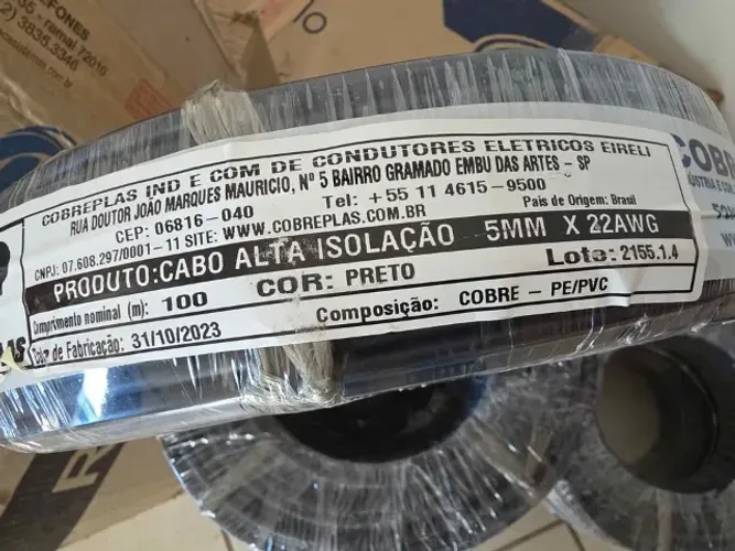 CABO DE ALTA ISOLAÇÃO PARA CERCAS ELETRICAS 5mm ROLO COM 100 METROS