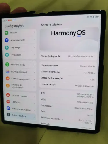 Mate Xs 512GB de memória Huawei 