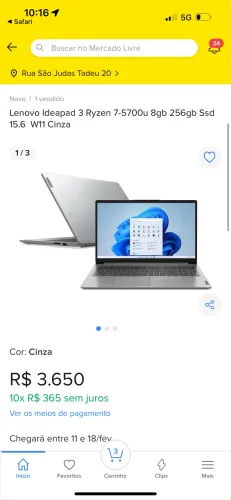 Notebook Lenovo I5 7 geração