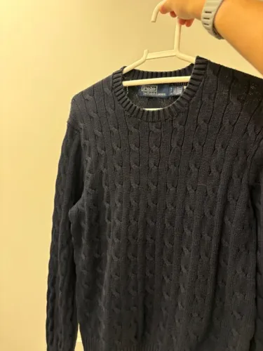 Suéter Polo Ralph Lauren tricô trançado azul-marinho