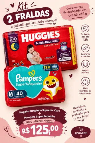 Fraldas M | Huggies e Pampers