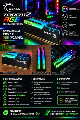MEMÓRIA RAM G.SKILL TRIDENT Z RGB DDR4 ? 4000 MHz