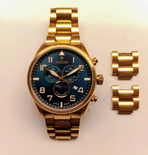 Relógio Jaguar Dourado Fases da Lua 