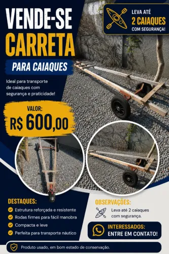 Carreta para caiaque ou bote 