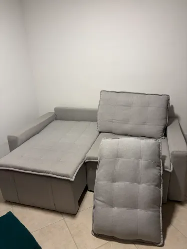 Sofá Cama Retrátil 2m Linho Cinza