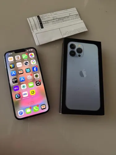 iPhone 13 Pro Max com caixa e nota fiscal vendo e troco