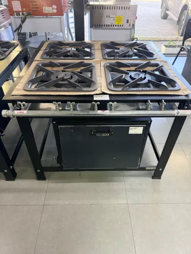 FOGÃO 4 BOCAS BAIXA PRESSÃO 40x40 2Qs/2Qd COM FORNO PORTA INOX