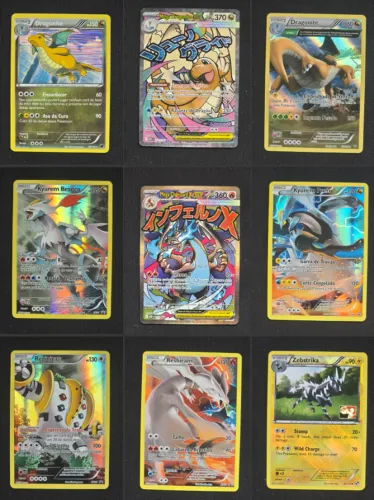 Cartas Mega Charizard X, Mega Dragonite EX, Kyurem Preto e Branco, Reshiram - Pokemon TCG