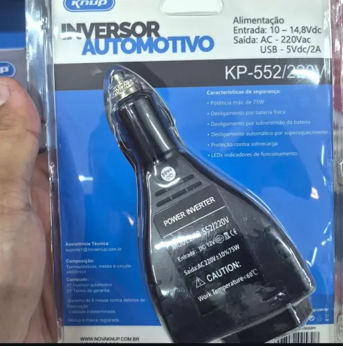 INVERSOR AUTOMOTIVO 12V/220V 75W REF.: KP-552
