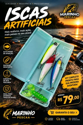 ESTOJO + ISCAS ARTIFICIAIS (11 ITENS)