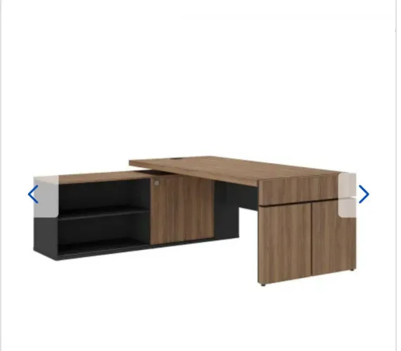 Mesa para Escritório Diretoria Tamburato<br>Connect 2 Portas Nogal/preto - Artany Móveis